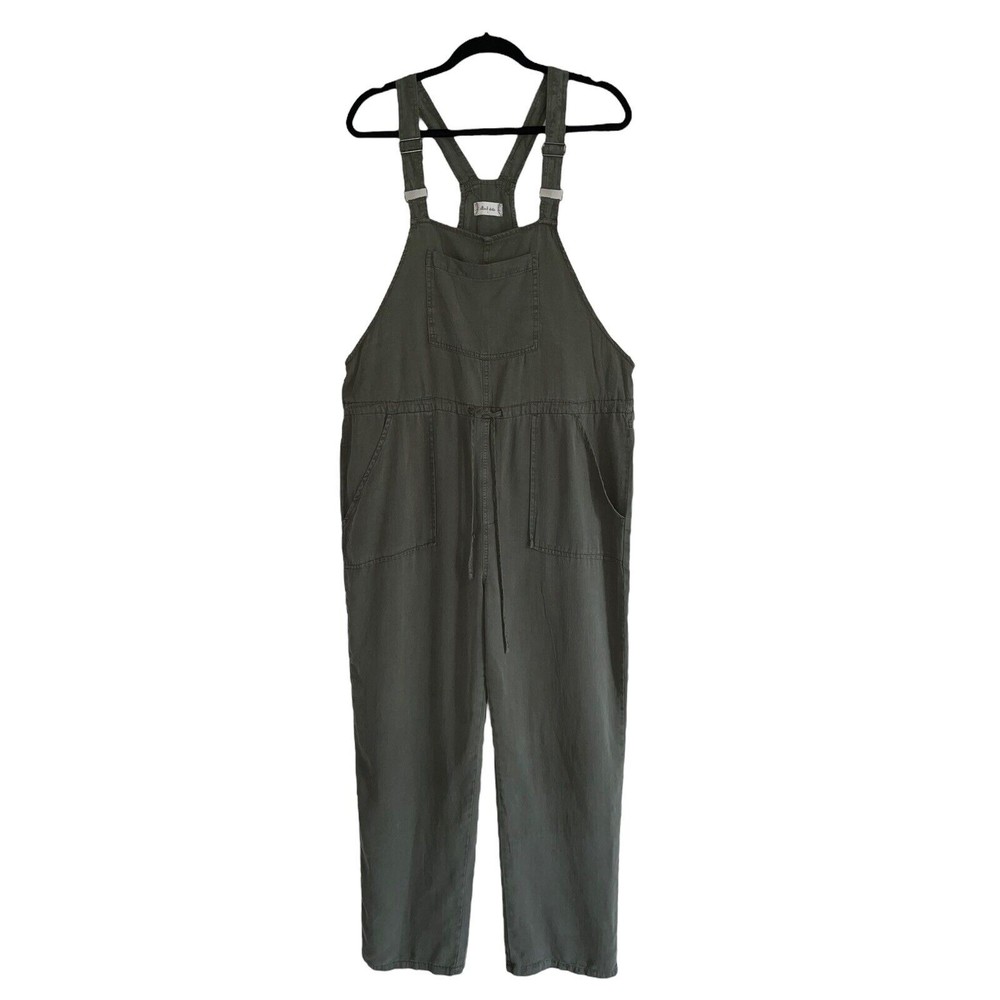 Altard State Olive Green Overall Womens Size L Cute Boho Pockets Ajustable